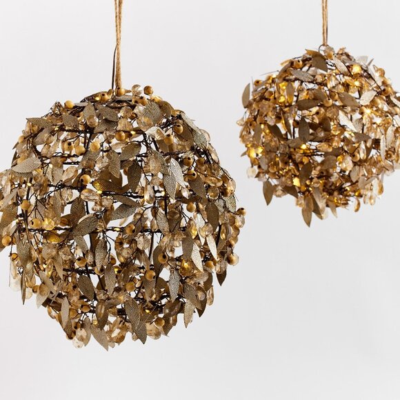 NWOT Pottery Barn - Lit Rustic Leaf Orb 8" Small - Picture 4 of 5